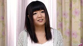 uncensored jav casting of japanese teen hitting intense orgasm with hitachi masturbation.