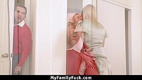 Stepsisters Seduce Stepdaddy For Threesome