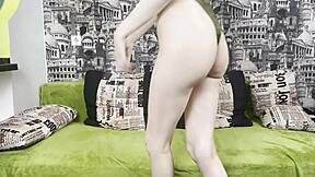 young 18+ beauty moans softly while masturbating with dildo to intense orgasm on camera