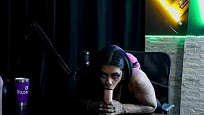 Morena Marcelly Melo Slobbers on Toy in Sheer Red Lingerie