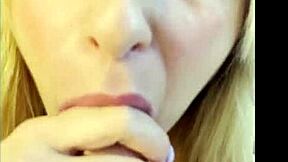 Petite blonde gives intense pov blowjob to stepfather