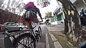 crossdresser flaunts miniskirt upskirt in public streets