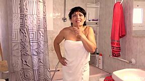 curvy milf gets doggy from horny guy in bath