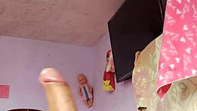 Sniffing step mother-in-law’s panties led to a massive cumshot alone