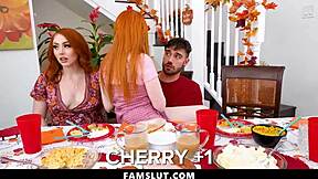 Stepfamily goes wild in intense threesome, Nade Nasty cums over face and perfect tits on Famslut.