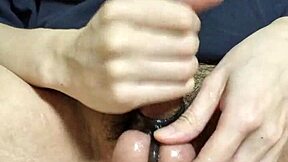 Korslaveman enjoys fucking his pee hole with toys in homemade solo session