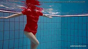 Sexy Naked Avenna Swims Nude in Pool Showing Tight Twat.