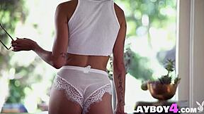 Petite teen teacher Lily Andrews, um, sexy lingerie pose!