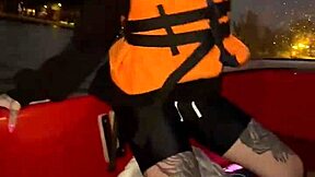 Girls surprised a guy with a sudden blowjob on a boat.