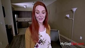 Lacy, the petite 18+ babe, teases her horny step father with her small tits