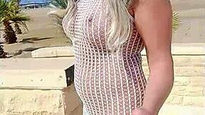 i love wearing this transparent dress with no underwear in public, feeling so sexy and slutty outdoors.