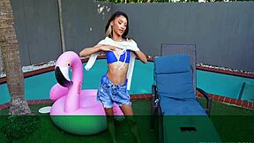 tiny booty call xoey li fucks james angel with blowjob and cunilingus