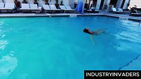 big ass redhead rides black cock in shower