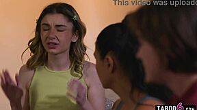 Stepmom Comforts Scared Stepdaughter and Stepson in Wild Threesome