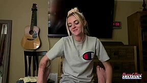 Petite Inked Blonde Sassy Teases Titties and Fingers Her Tight Hole