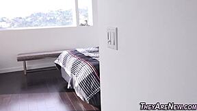 teen newbie spills jizz in hardcore interracial creampie with monster cock