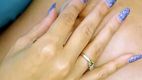 Stunning brunette model shows off her sexy figure on sofa