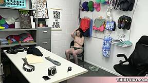 Cute Brunette Shoplifter Gets Rough Fucked by Cop in Backroom