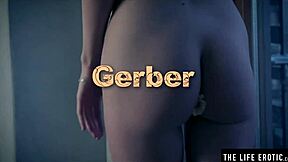 pretty girl plays with a flower in her tight ass for fun