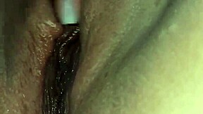 Latina with wet gorgeous pussy lives first squirt fantasy in closeup