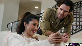 Penelope Woods convinces Ken Feels to lick her shaved pussy in doggystyle with his big cock!