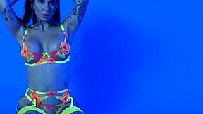 petite busty milf joanna angel slips out of colorful neon lingerie 😍