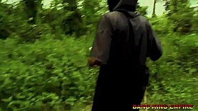 Mature guy fucks young babe with my big dick in local bush sex.