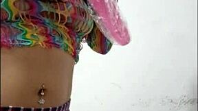 She Opens Pussy, Inserts Pink Dildo, Shows Wet Pussy