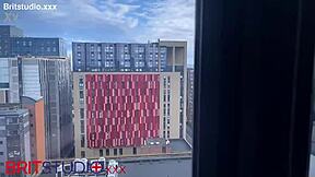 british university student with blue eyes sucks you off in stockings