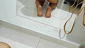 Helping maid’s daughter enjoy a morning milk lick!