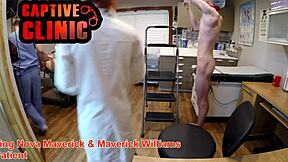 Unbelievable! Nova Maverick naked behind the scenes in a wild bondage hospital exam film!
