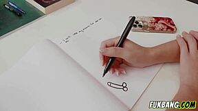 Shy teen student receives deep anal fucking lesson from teacher at home