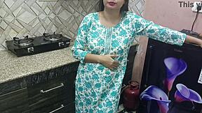 indian stepmom bangs stepson hard in steamy kitchen