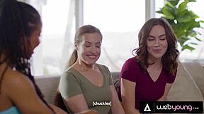 stacked kira noir has threesome with naughty brunettes freya parker & spencer bradley