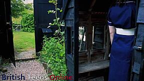 Curious how a British nurse shows condom tricks and cock wanking?