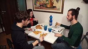 ordered pizza but ended up with a wild mmf threesome surprise