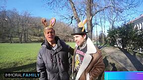 Easter Bunny Sluts Katy and Mia Stuffed in Taboo Egg Hunt