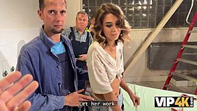 teen hits multiple orgasms as boss pounds her at work