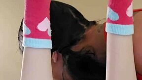 Emy Angel Massages Her Petite Redhead Body