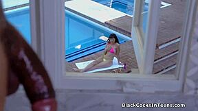 Bikini Teen Gags on Big Black Cock in Bathroom Choking Hard!