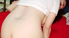 Petite Latina inserts big dildo deep into her tight pussy