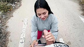 Brunette Teen Sucking Big Cocks in Tight Action