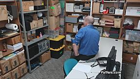 Frizzy-haired ebony teen sucks patrolman's cock on hidden cam