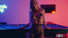 Blonde Fitness Slut's Tight Pussy Filled with Creampie.