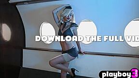 Petite stewardess Kiara Cole strips out of uniform before first flight