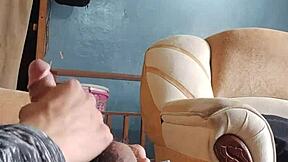 uhh, can't stop jerking my cock in living room