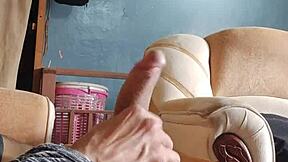 uhh, can't stop jerking my cock in living room