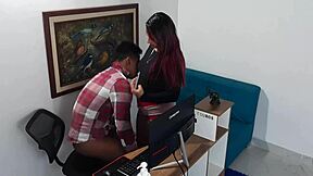 the horny latina secretary seduces her boss at work