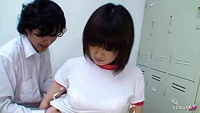 Japanese Virgin Teen Sucks Classmate After Sports