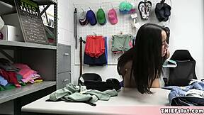 Cute Brunette Teen Dania's First Day as Mall Cop Turns Into FFM Threesome.